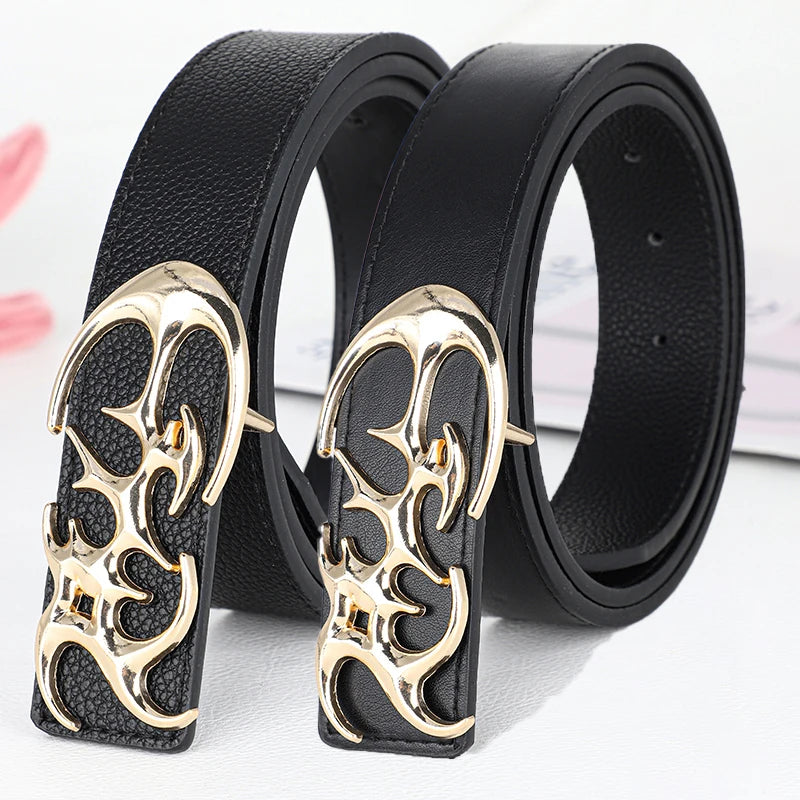 Y2K Hollow PU Leather Punk Belt – Reversible Unisex Style Punk Fashion Belt SWANS