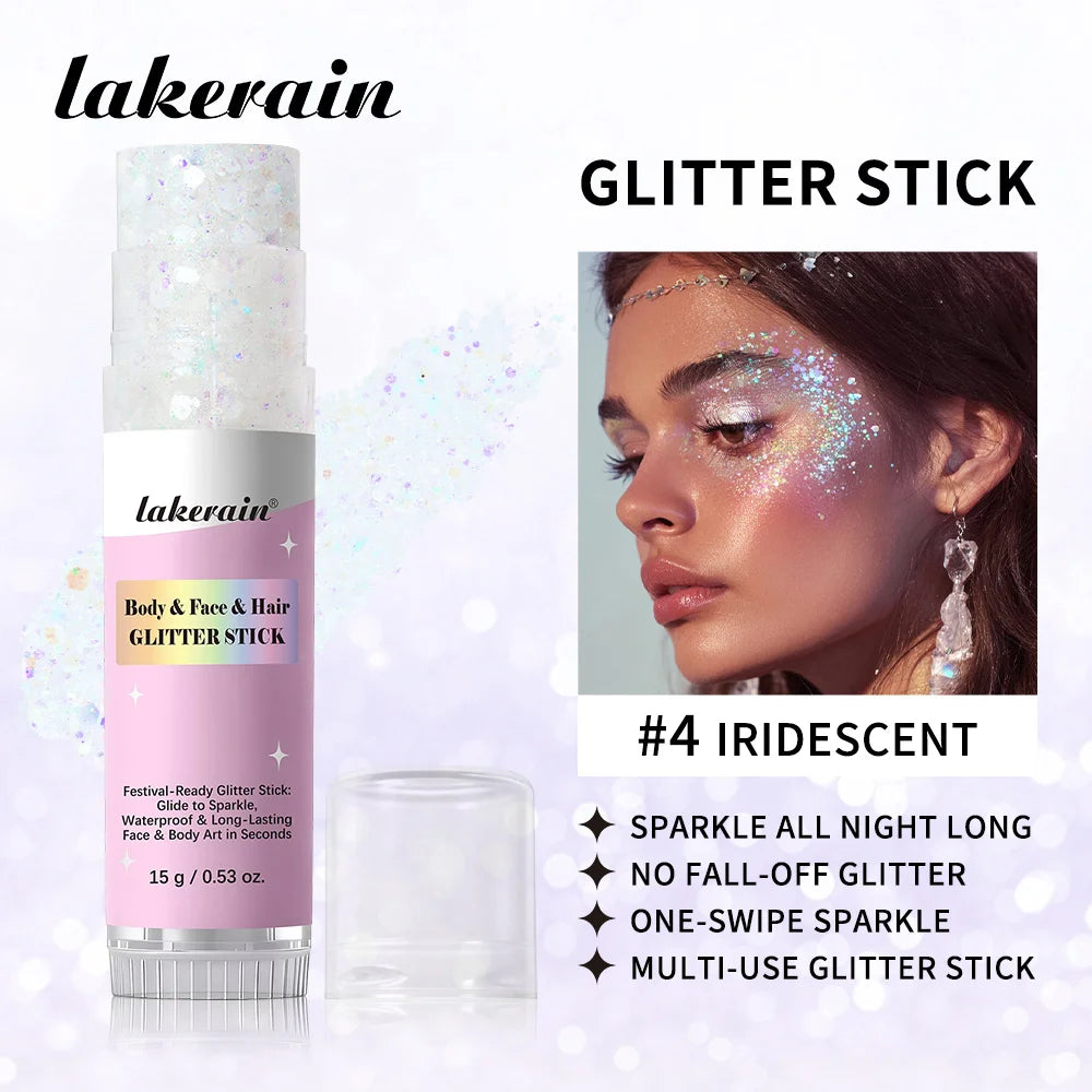 Lakerain Body Glitter Stick – Waterproof Sparkling Gel Makeup Body Glitter Stick SWANS