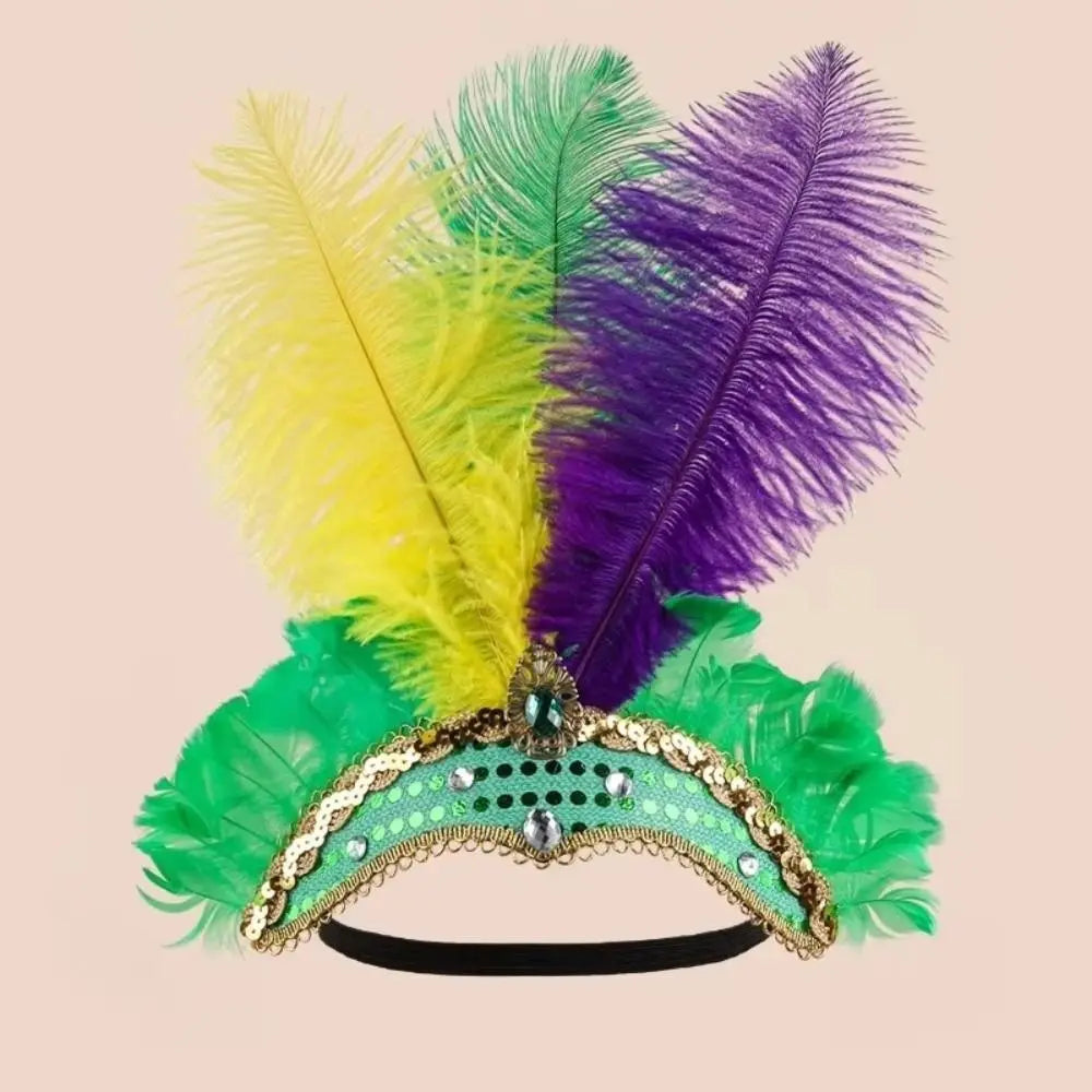 Colorful Feather Headdress – Carnival Showgirl Headband Feather Headband SWANS