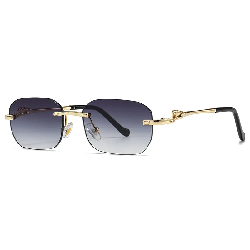 TOYEARN Rimless Y2K Sunglasses UV400 Unisex Metal Punk Shades Fashion Sunglasses SWANS Gradient Gray As the picture