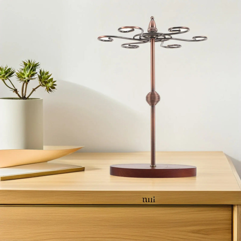Rotating Wood Medal Display Stand – 360° Tabletop Rack Medal Display Stand SWANS