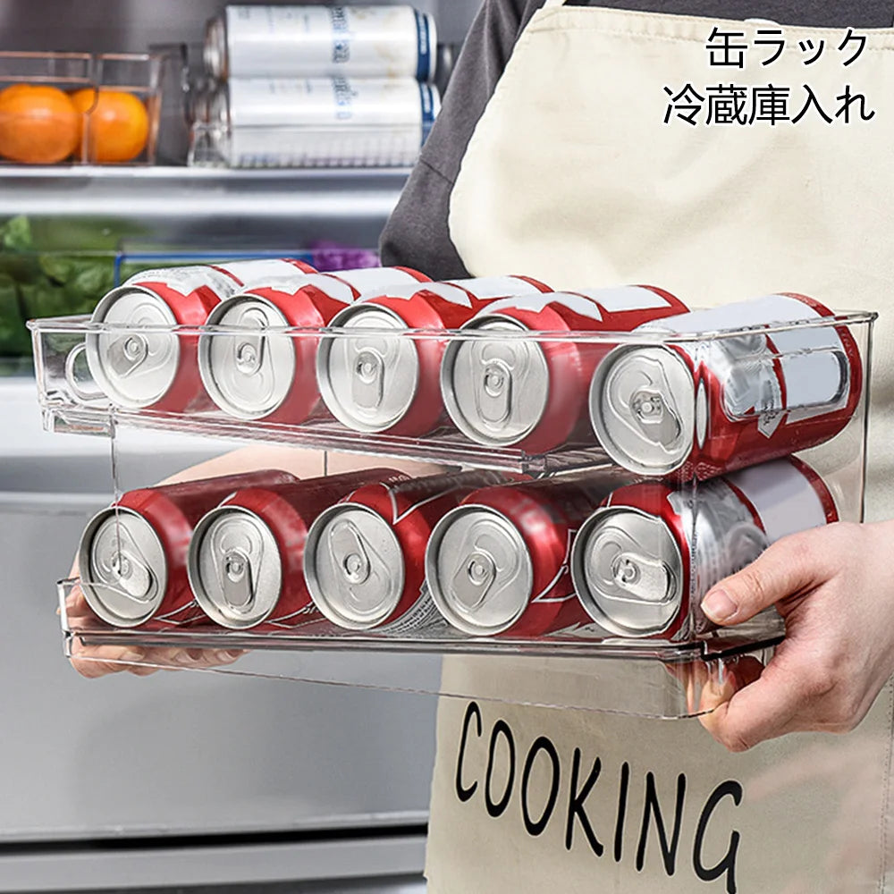 Stackable 2-Tier Rolling Can Dispenser & Fridge Organizer Can Dispenser Organizer SWANS