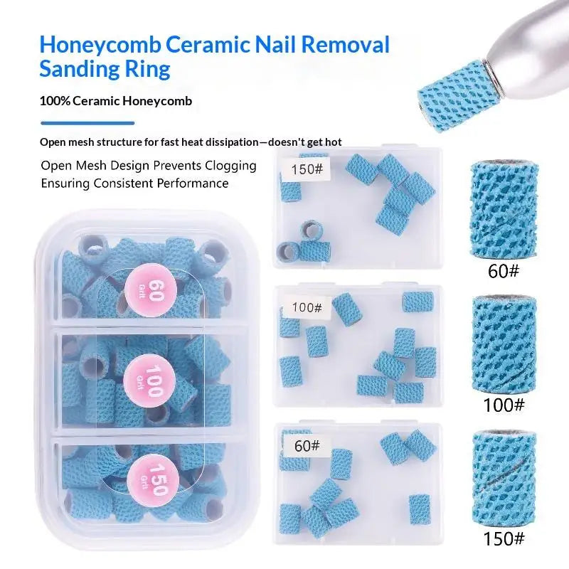 YOVIP Ceramic Honeycomb Nail Drill Sanding Bands – 3 Grits Nail Sanding Bands SWANS