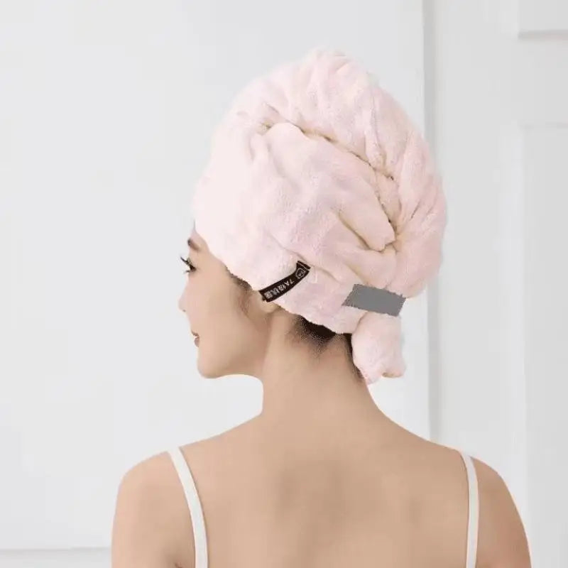 SWANS Thickened Plush Hair Drying Cap – Quick Dry Towel Hair Drying Cap SWANS Pink