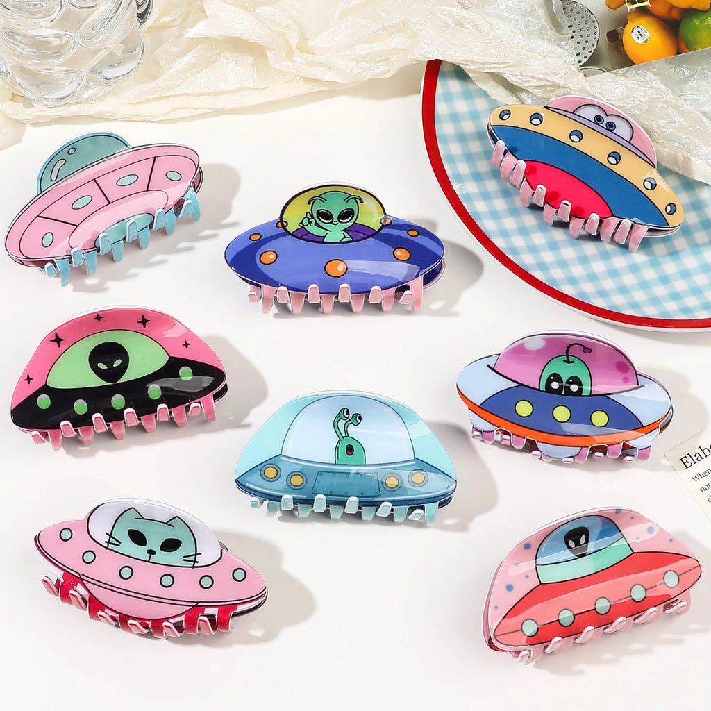 Cartoon Alien Spaceship Hair Claw Clip for Women & Girls Hair Claw Clip SWANS