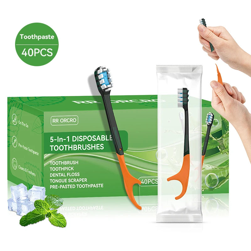 Yunchi Disposable Travel Toothbrush with Burst Bead & Toothpaste Disposable Toothbrush SWANS toothpaste 40pcs