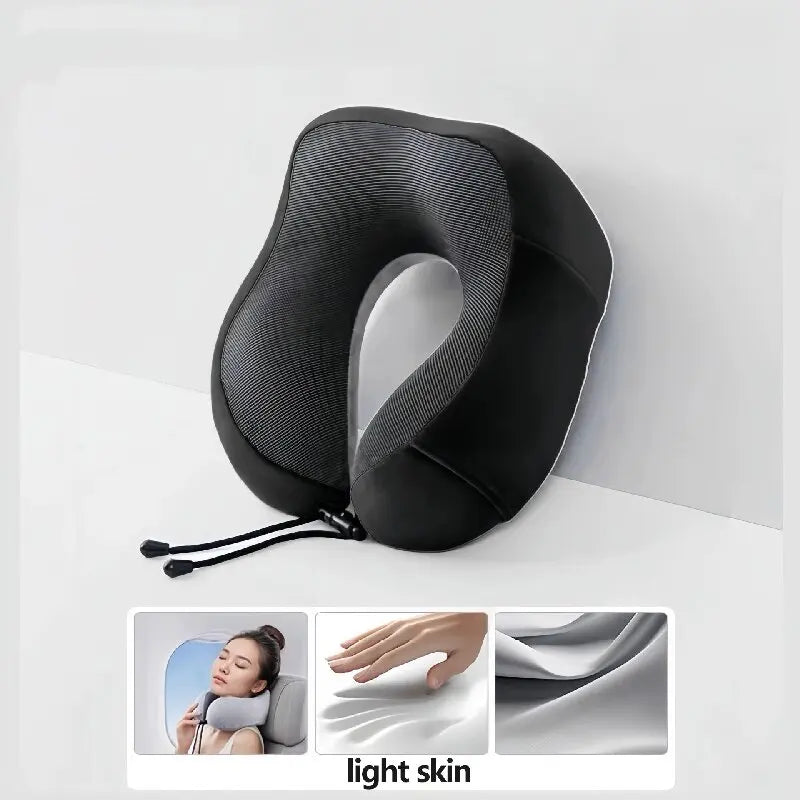 U-Shaped Memory Foam Travel Neck Pillow – Soft & Lightweight Travel Neck Pillow SWANS Black One Size
