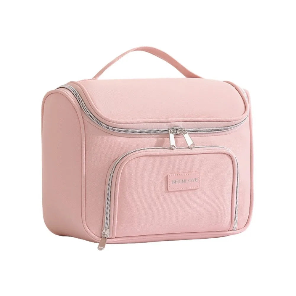Multi-Compartment Travel Makeup Bag | Zipper Cosmetic Organizer Cosmetic Organizer Bag SWANS Pink