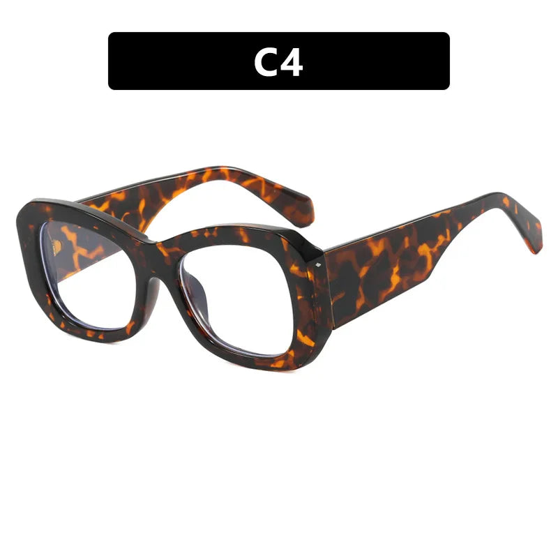 Y2K Big Frame Punk Sunglasses – UV400 Wide Leg Vintage Shades Fashion Sunglasses SWANS Leopard Clear As the picture