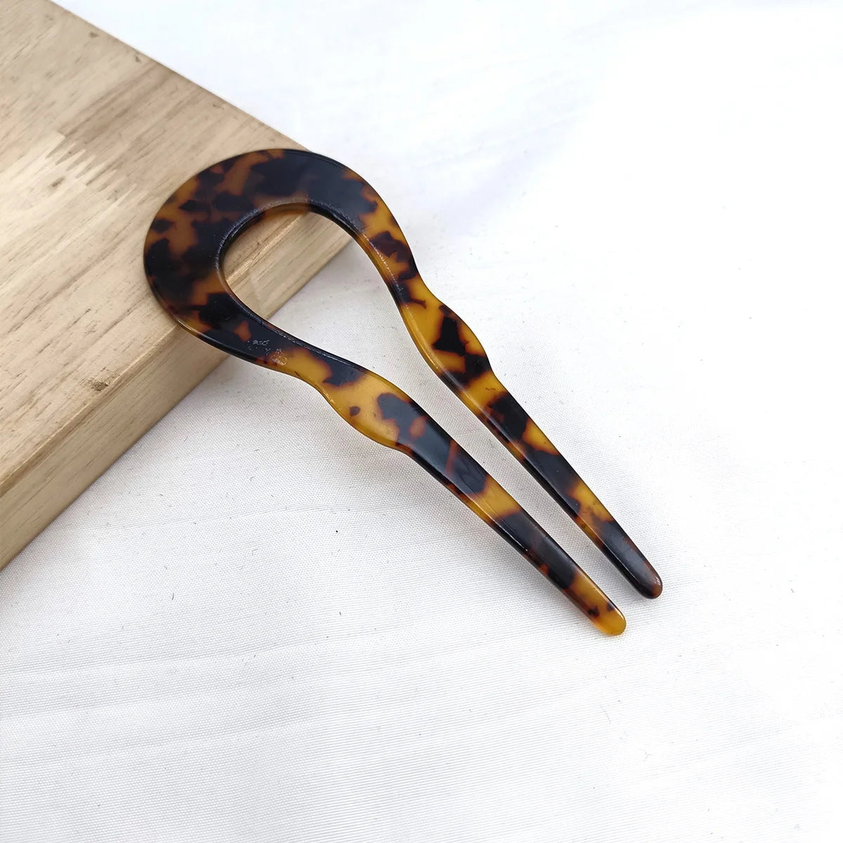 U-Shaped Tortoiseshell Acetate Hair Fork for Women Hair Fork SWANS 05