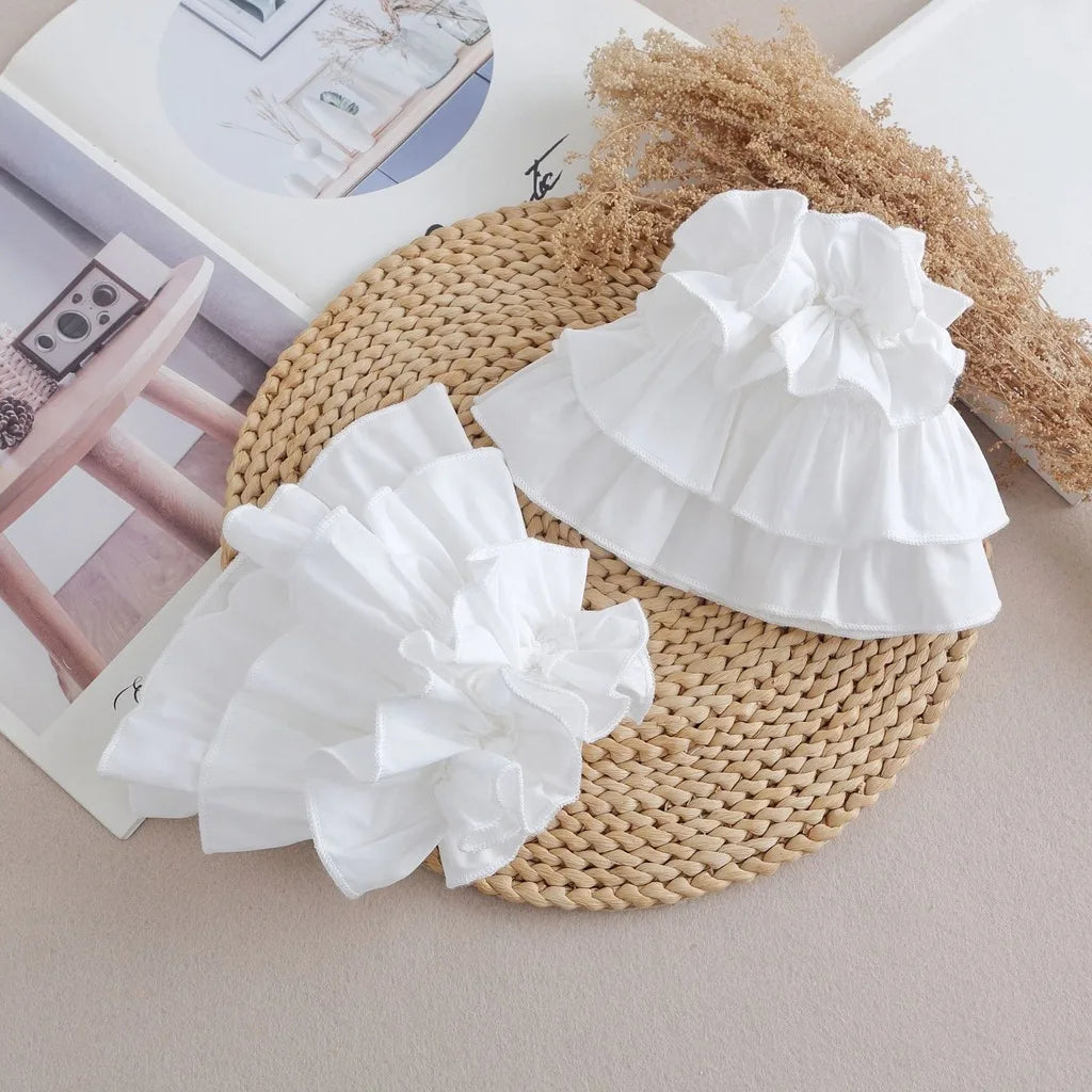 Layered Ruffle Fake Cuffs – Elastic Decorative Arm Cuffs Decorative Arm Cuffs SWANS White