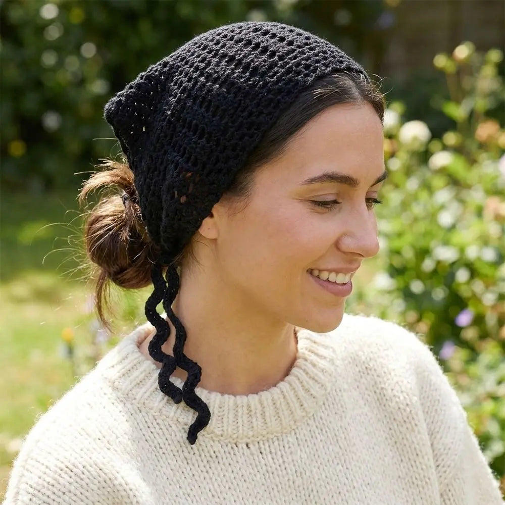 Women's Hollow Knit Crochet Headband – Soft Triangle Headscarf Knit Headband SWANS