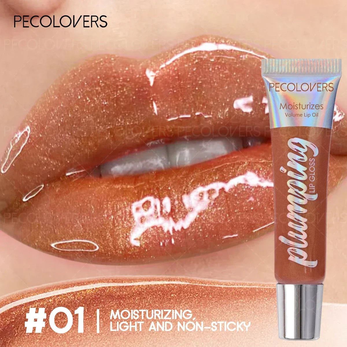 Waterproof Glitter Lip Oil – Clear Nourishing Lip Gloss Glitter Lip Gloss SWANS 01