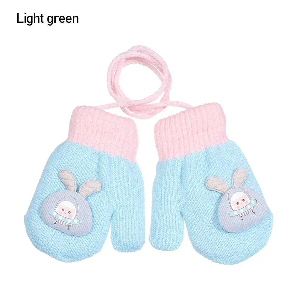 Kids Winter Knitted Mittens – Warm Toddler Gloves Ages 1–6 Kids Winter Mittens SWANS light green