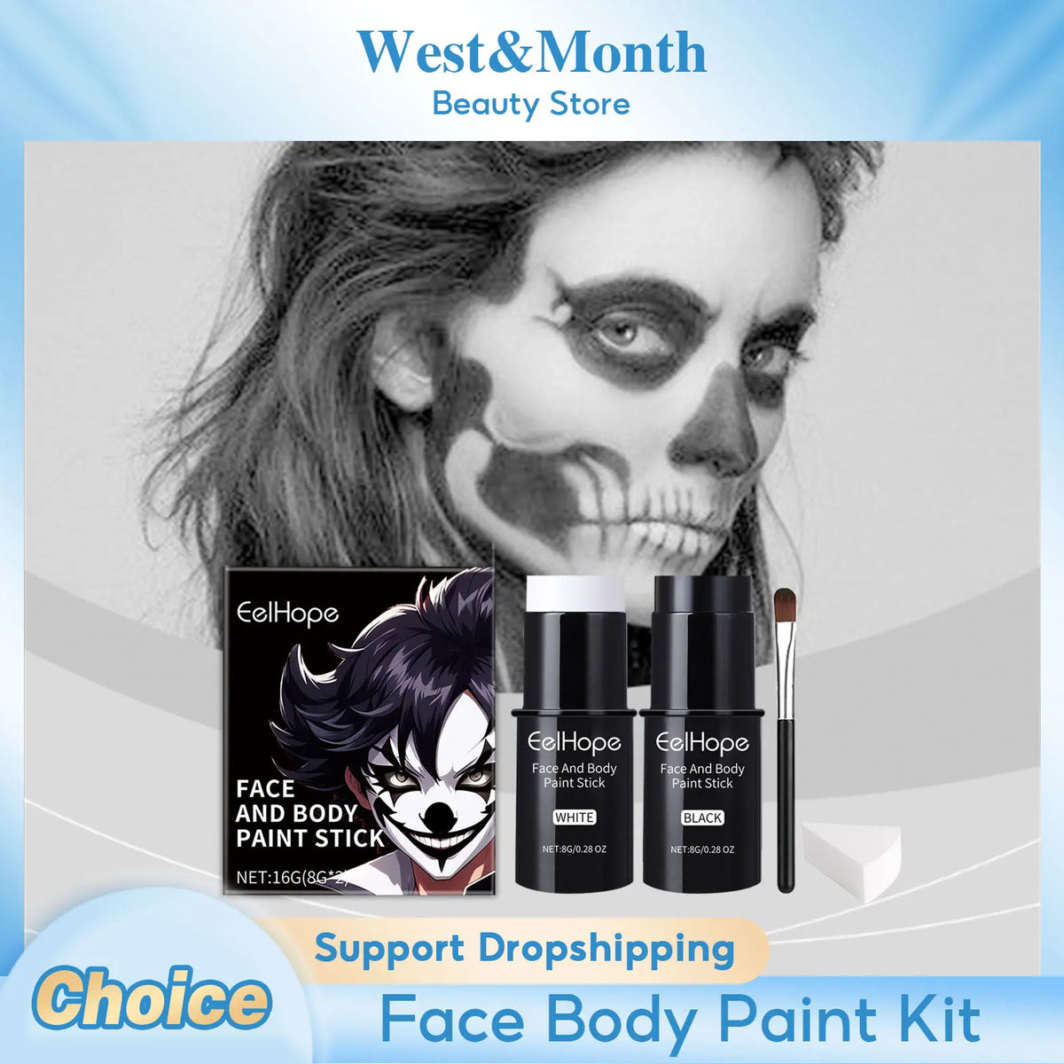 Eelhope Face & Body Paint Kit – Waterproof Halloween Makeup Face & Body Paint SWANS