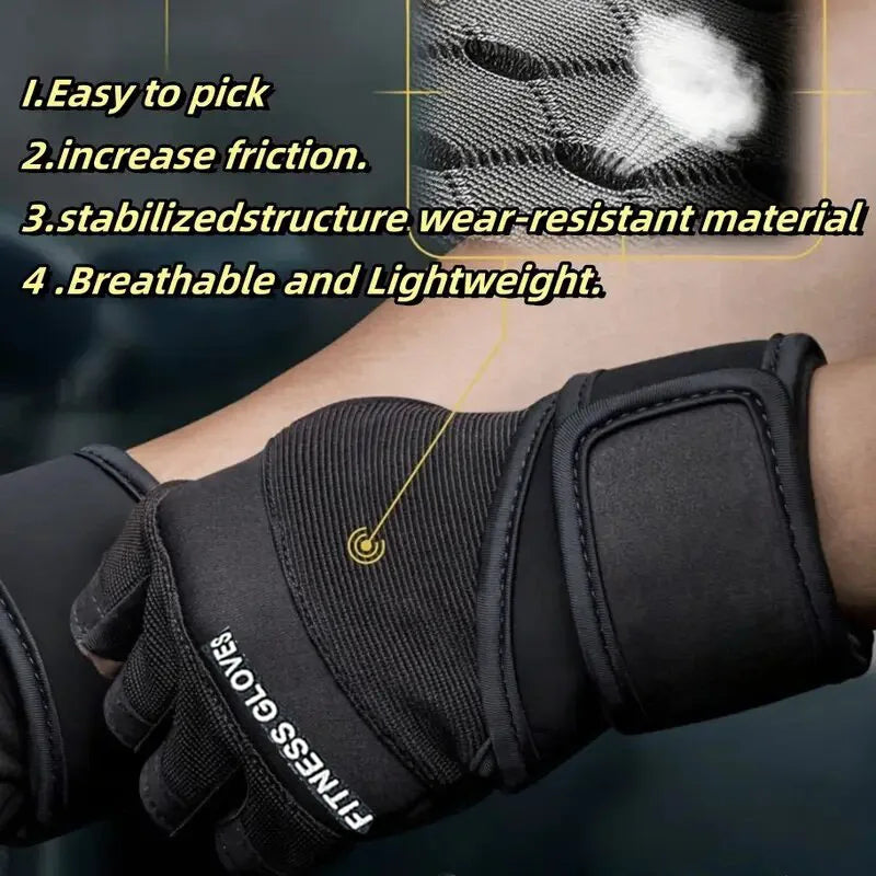 Half-Finger Gym Gloves with Wrist Wrap – Men & Women Fitness Gym Gloves SWANS