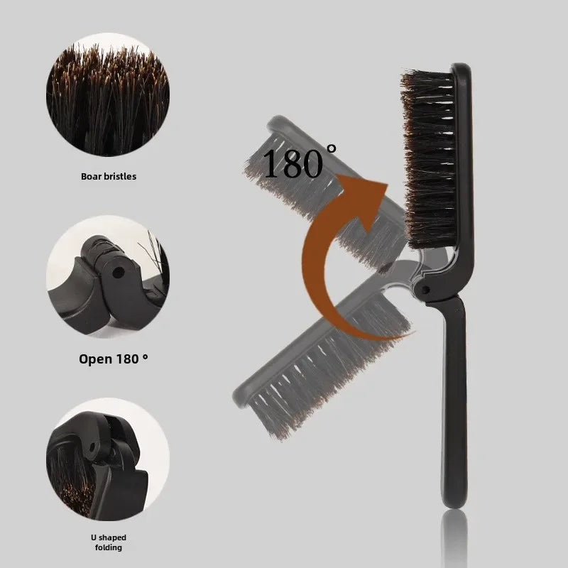 Men's Foldable Bristle Beard Brush & Wood Grooming Comb Beard Grooming Brush SWANS