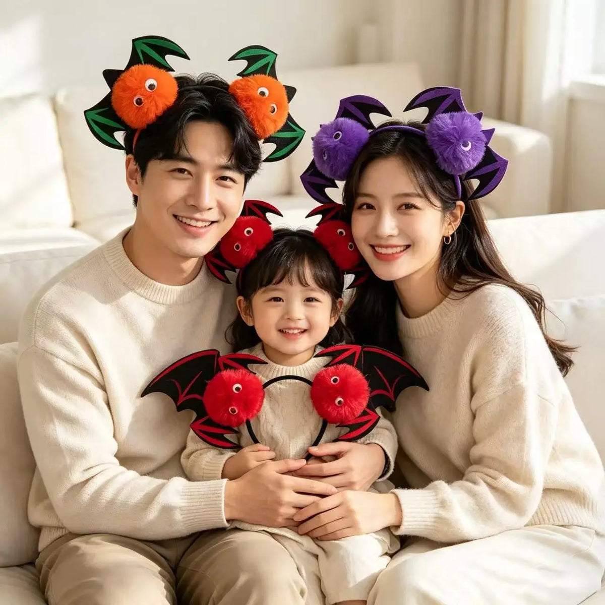 Halloween Bat Wing Monster Eyeball Pom Pom Headband Costume Headband SWANS