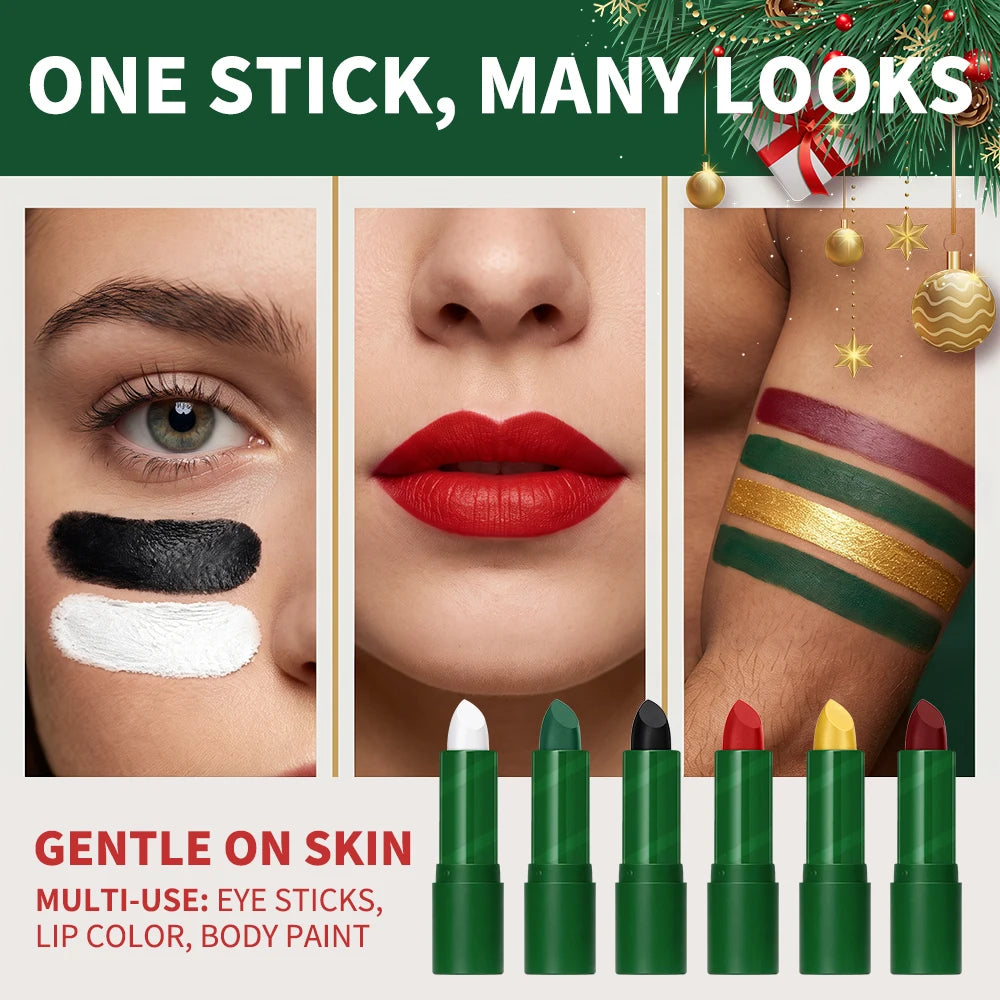 Lakerain Christmas Face Paint Stick Set – 6pc Waterproof Pigmented Face Paint Set SWANS