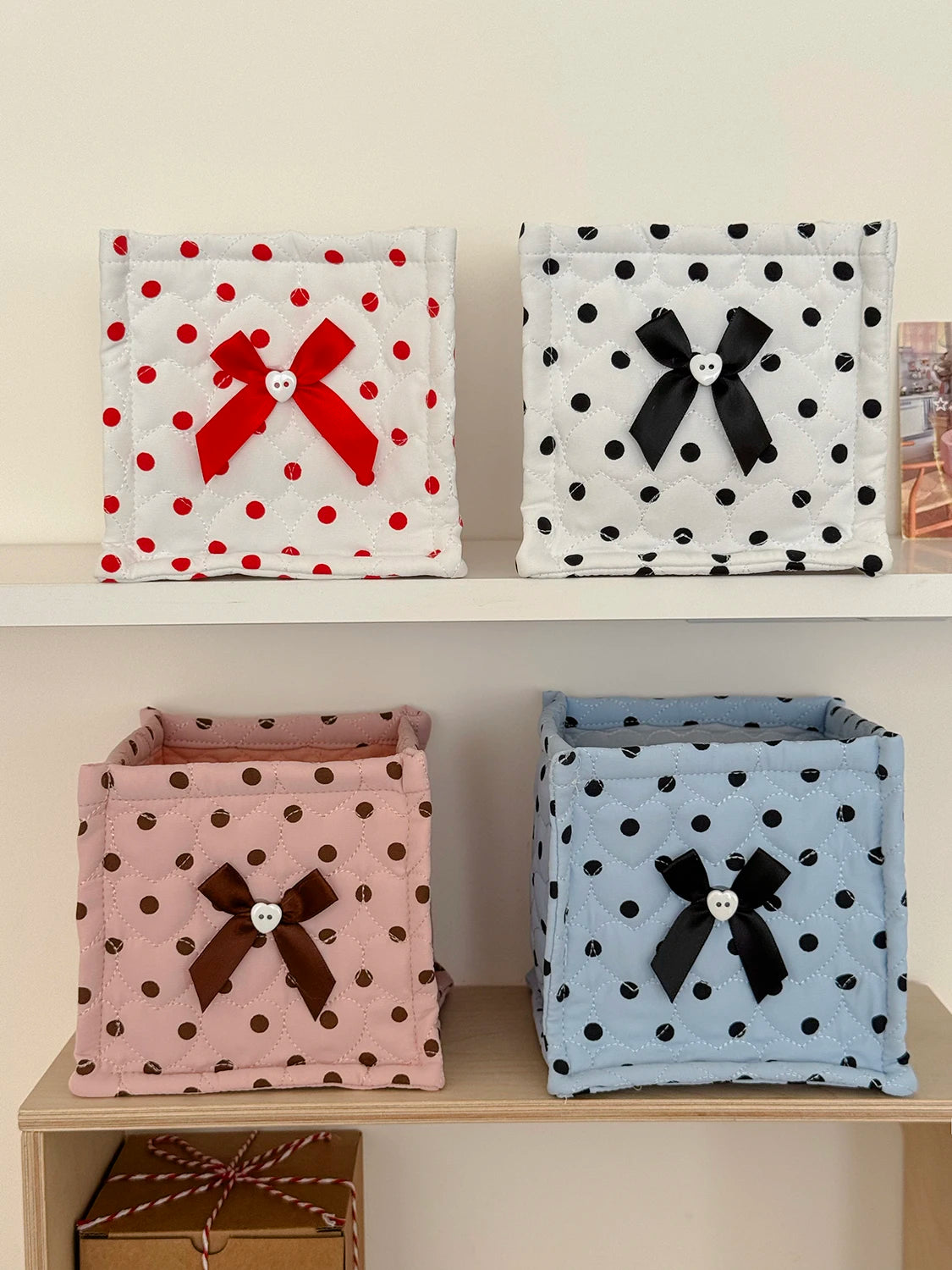 Bow Pattern Square Cosmetic Bag – Zipper Makeup Organizer Makeup Storage Bag SWANS