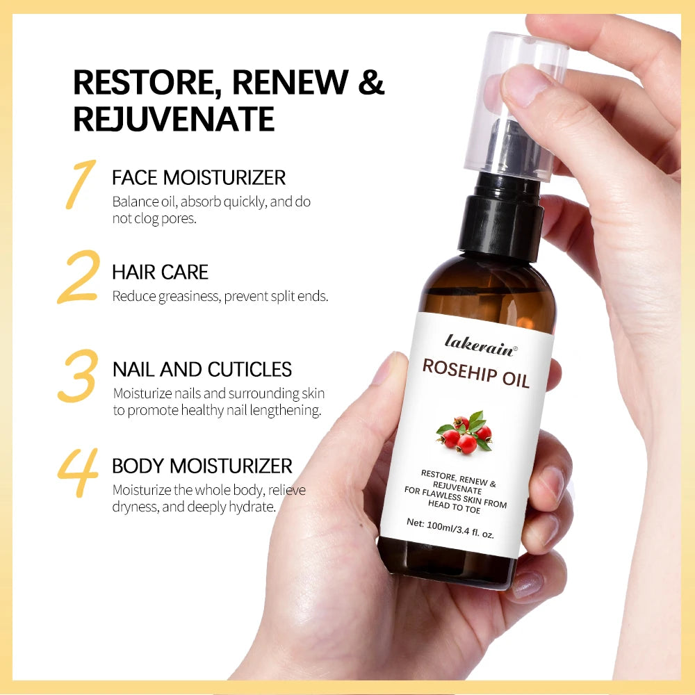 Organic Rosehip Seed Face Oil 30ml – Hydrating Skin Moisturizer Rosehip Face Oil SWANS