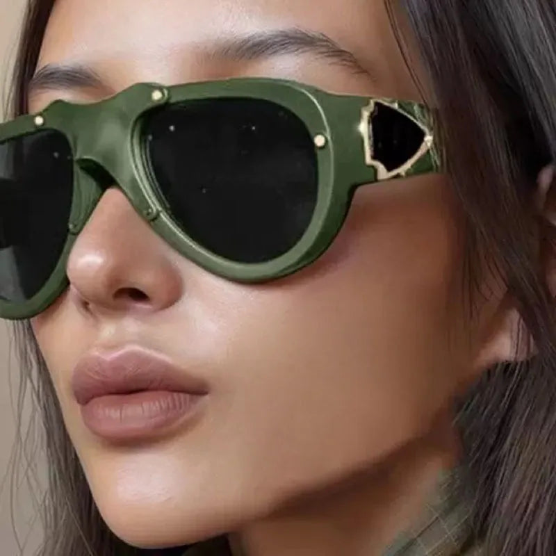 Oversized Vintage Rivet Pilot Sunglasses UV400 Punk Big Frame Fashion Sunglasses SWANS