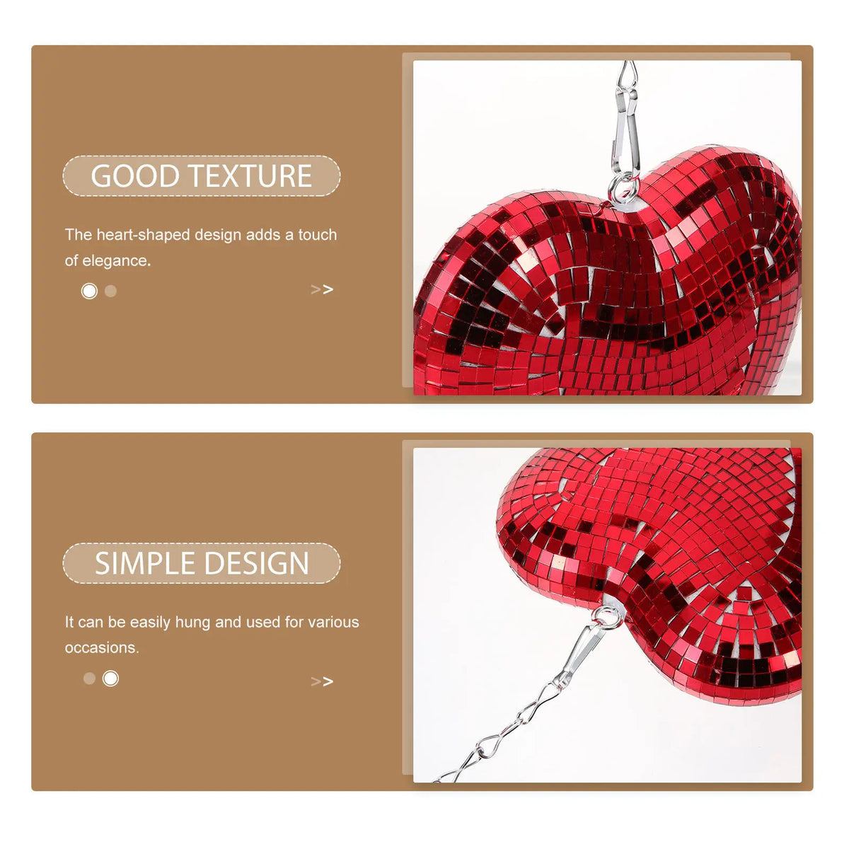Heart-Shaped Disco Mirror Ball Hanging Ornament | Party Décor Party Hanging Ornament SWANS
