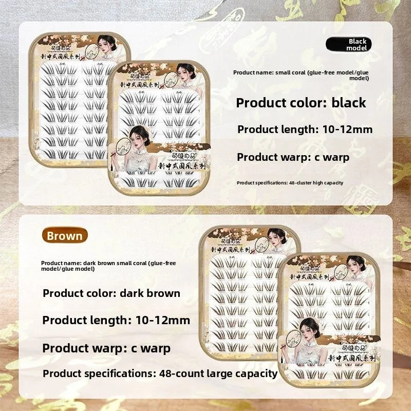 No-Glue Wispy False Eyelashes 0.08mm Fluffy Winged Fox Eye Lashes False Eyelashes SWANS