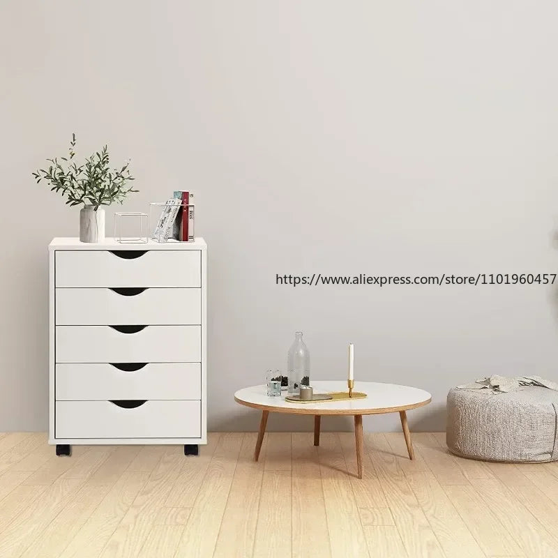White File Cabinet with Swivel Wheels – Home Office Storage Filing Cabinet SWANS