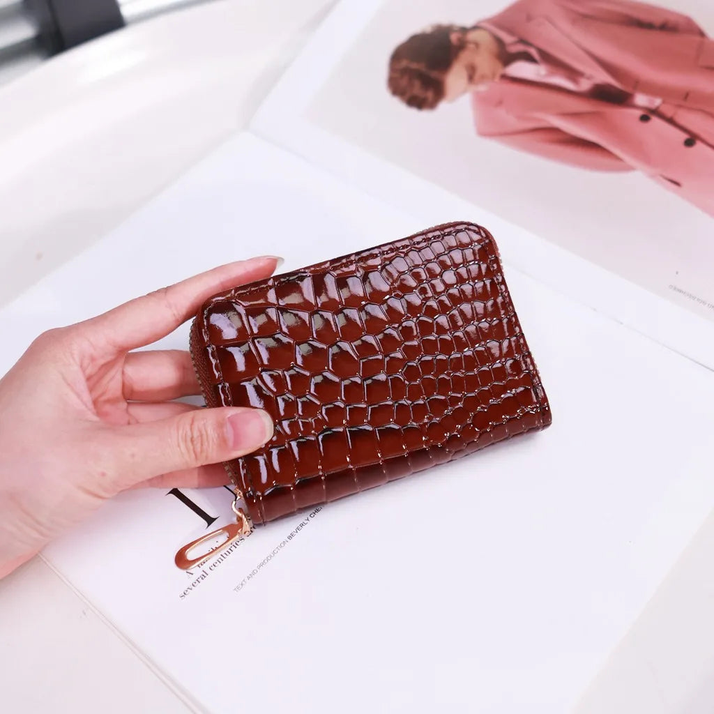 Zipper Accordion Coin Purse & Multi-Slot Card Holder – PU Accordion Coin Purse SWANS Brown