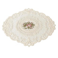 Oval Lace Embroidered Coaster – European Vintage Table Mat Lace Table Coaster SWANS Beige 38-29cm