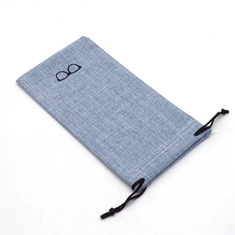 Soft Linen Glasses Case – Dustproof Drawstring Pouch for Travel Eyewear Pouch Case SWANS Blue