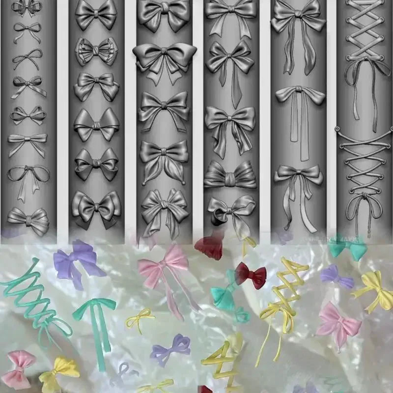 3D Silicone Bow Nail Art Mold – DIY Bowknot Manicure Stencil Nail Art Mold SWANS