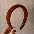 Brown Velvet Headband – Handmade Thick Padded Hair Hoop Velvet Hair Headband SWANS brown