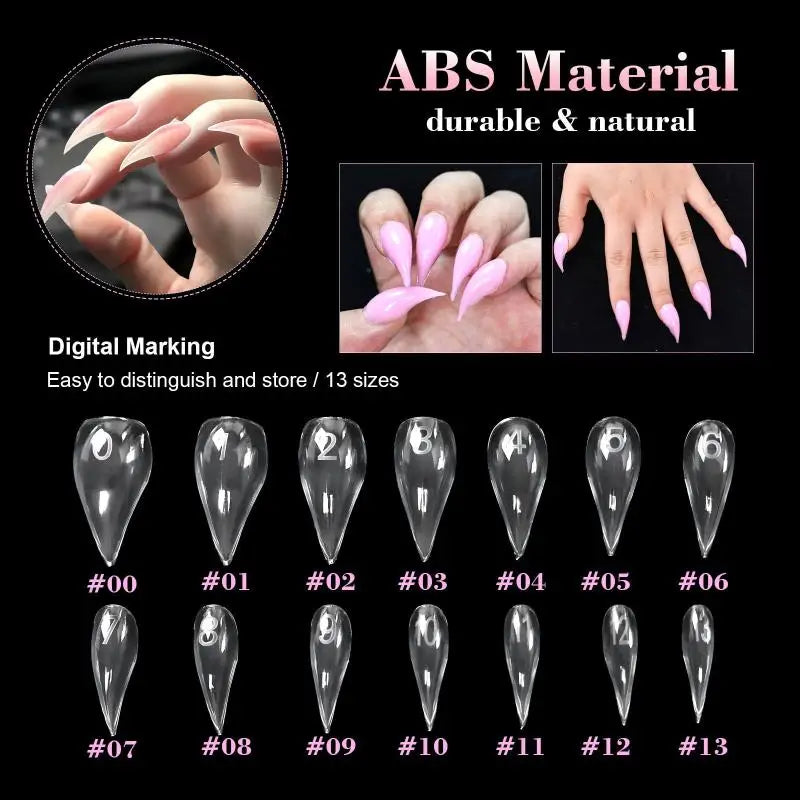140-Piece Short Curved Stiletto Nail Dual Forms Full Cover Nail Extension Forms SWANS