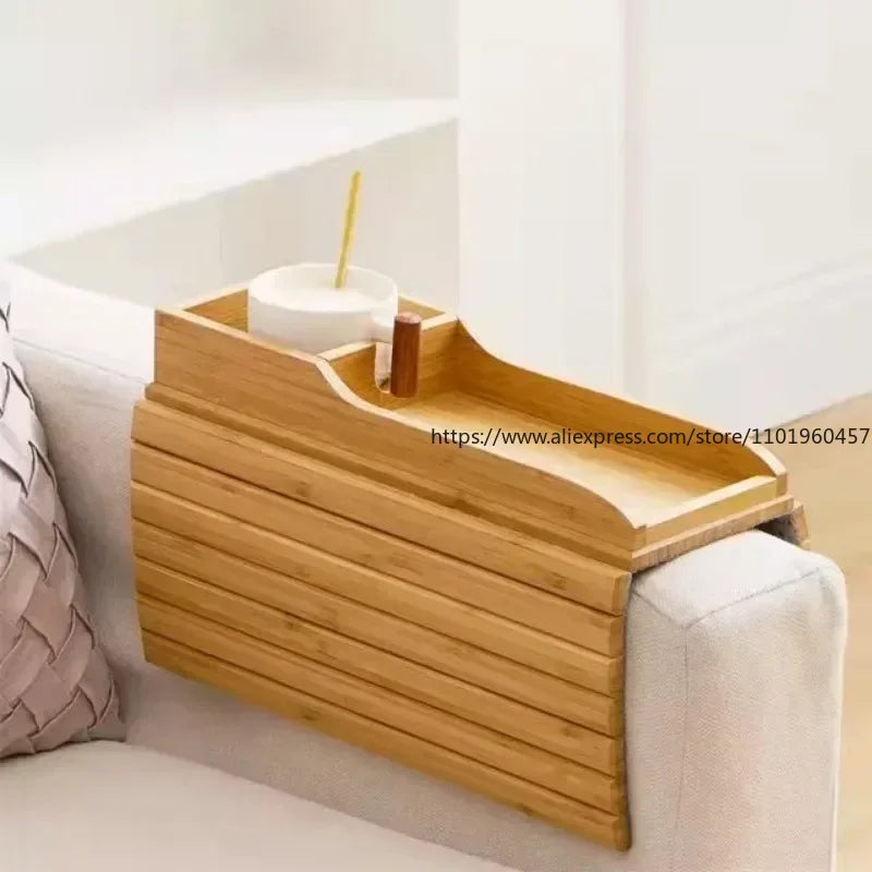 Foldable Bamboo Sofa Armrest Tray & Couch Cup Holder Sofa Armrest Tray SWANS
