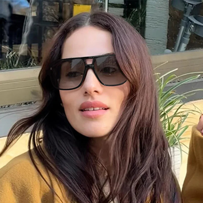 Y2K Oversized Double Bridge Square Sunglasses UV400 Fashion Sunglasses SWANS