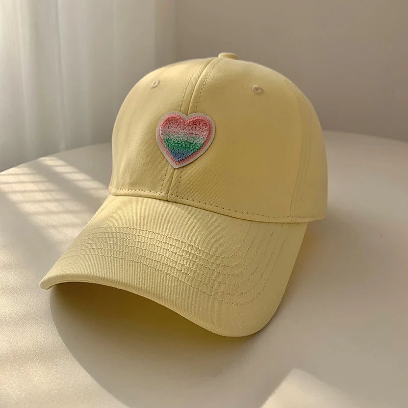 FAITOLAGI Women's Heart Baseball Cap – Breathable Cotton Sun Hat Women's Baseball Cap SWANS yellow Adjustable
