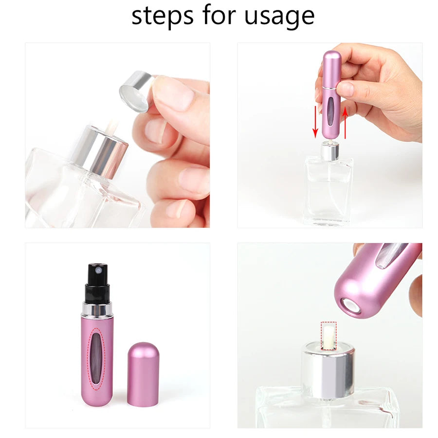5ml Refillable Perfume Atomizer Bottles – Aluminum Base 1–12 Pack Perfume Atomizer Bottle SWANS