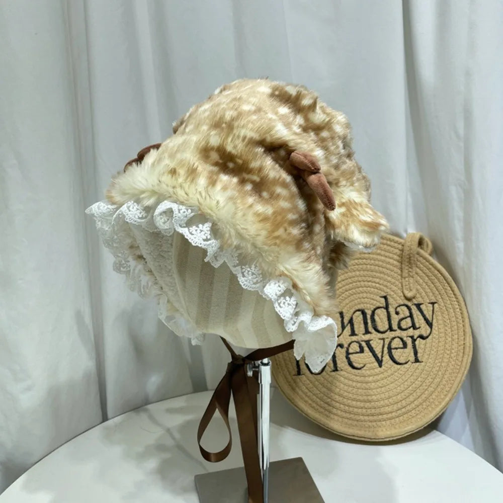 Women's Winter Plush Knit Hat – Christmas Deer Ear Beanie Winter Knit Beanie SWANS