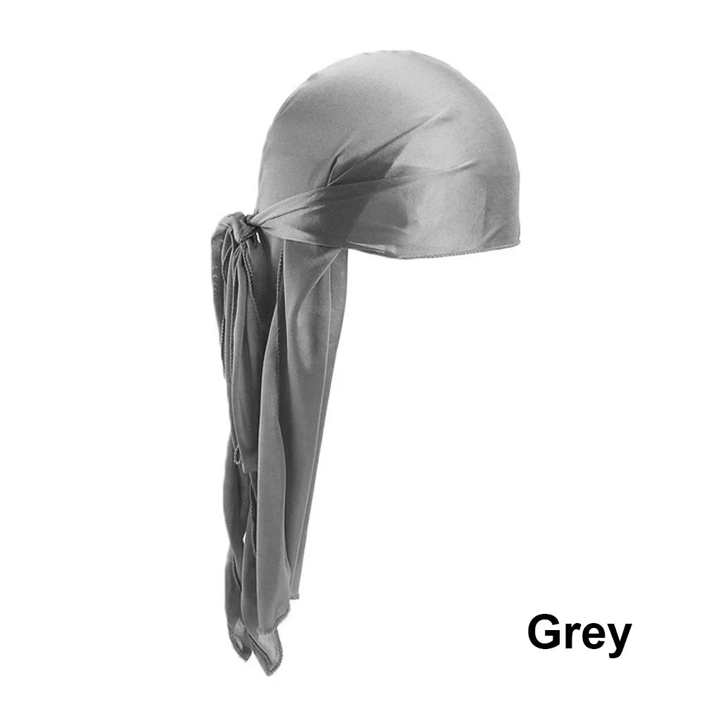 Satin Durag Long Tail Doo Rag – Unisex Hip Hop Headwrap Satin Durag Headwrap SWANS grey
