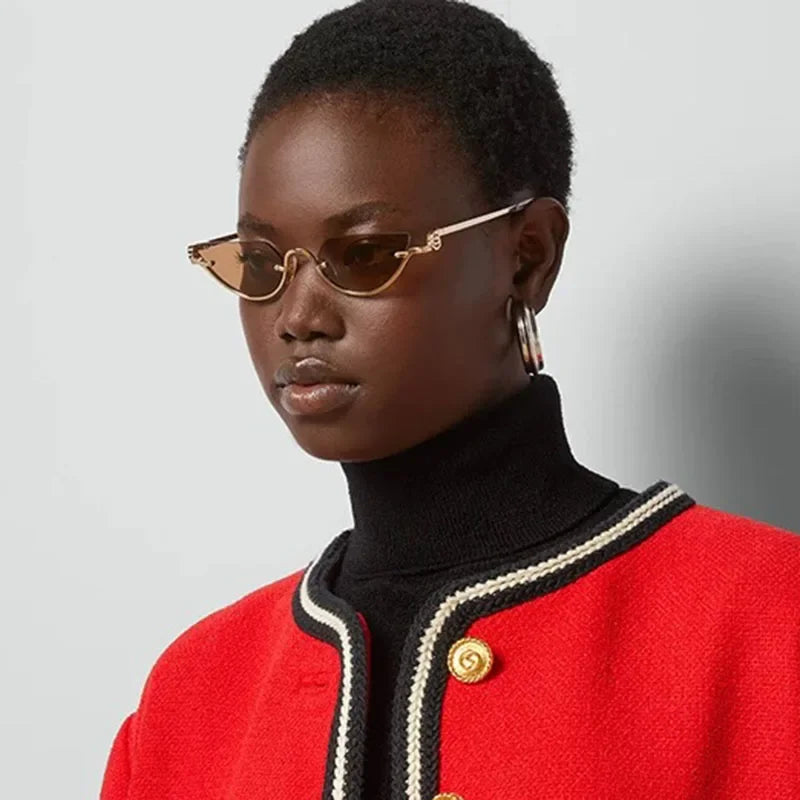 TOYEARN Cat Eye Sunglasses Women – Vintage UV400 Half Frame Cat Eye Sunglasses SWANS
