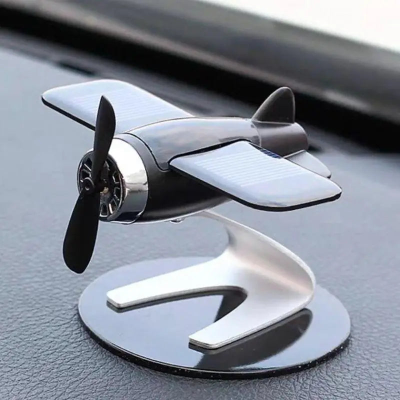 XMSJ Solar Spinning Airplane Ornament – Car & Desk Decor Solar Desk Ornament SWANS Black