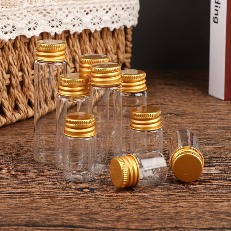 10-Pack Mini Glass Jars with Screw Cap – 5ml to 26ml Vials Mini Glass Storage Jars SWANS