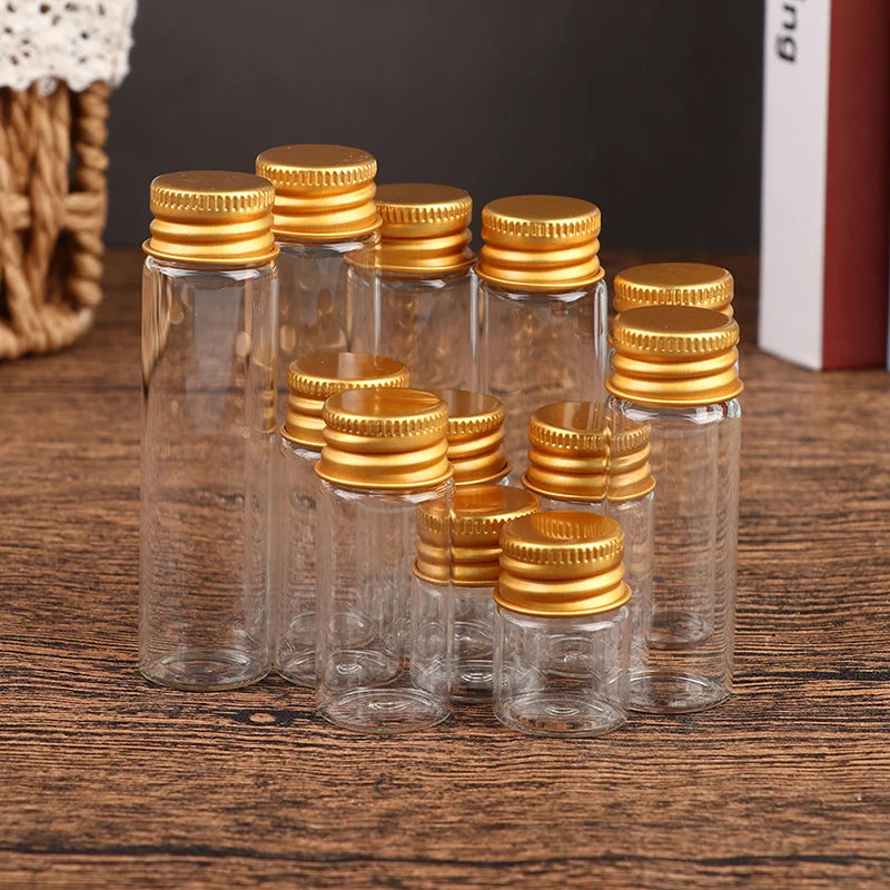 10-Pack Mini Glass Jars with Screw Cap – 5ml to 26ml Vials Mini Glass Storage Jars SWANS