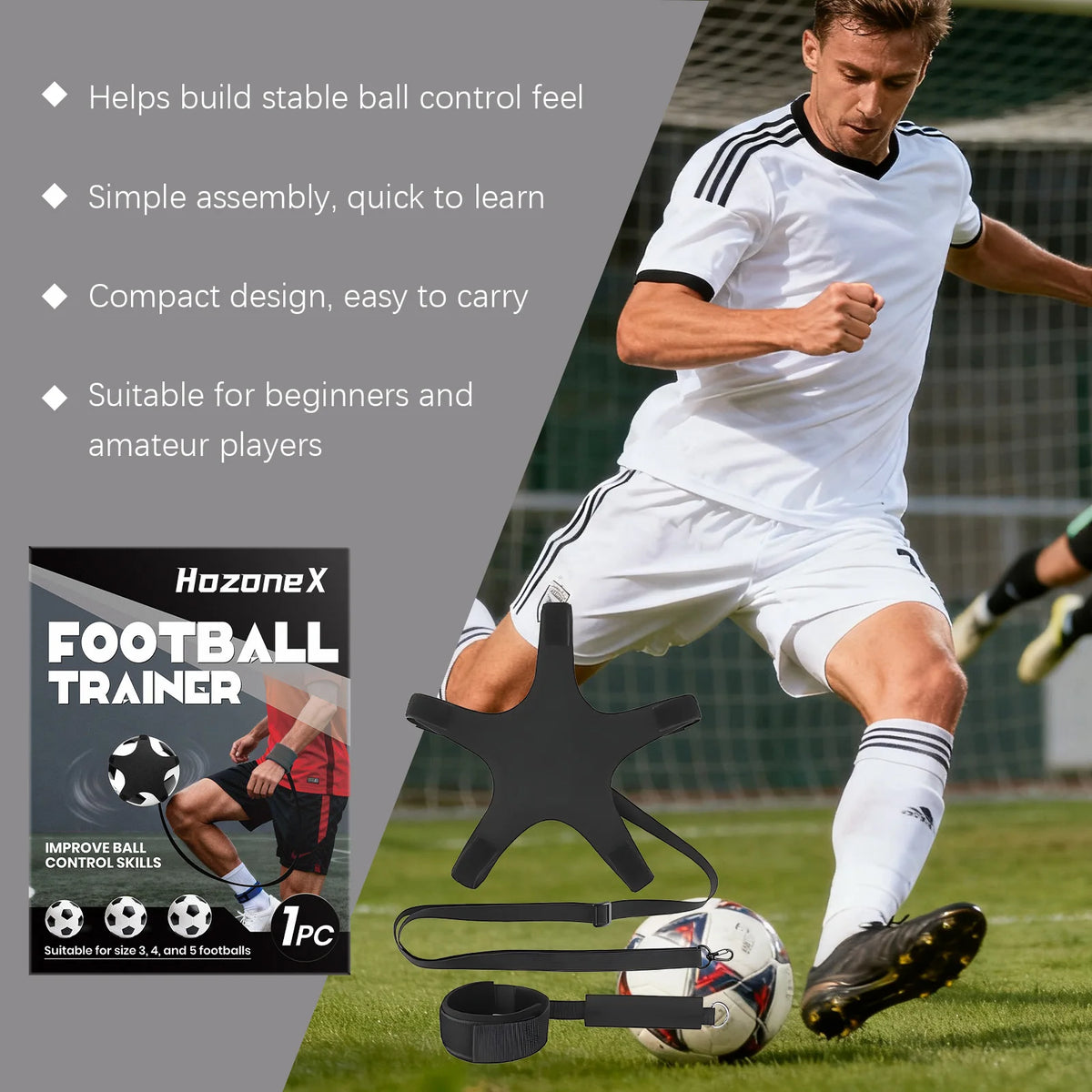 Adjustable Wristband Soccer Trainer – Size 3 4 5 Balls Soccer Training Aid SWANS