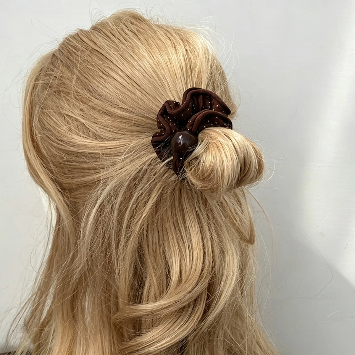 Vintage Leopard Polka Dot Scrunchies – Beaded Elastic Hair Ties Hair Scrunchies SWANS