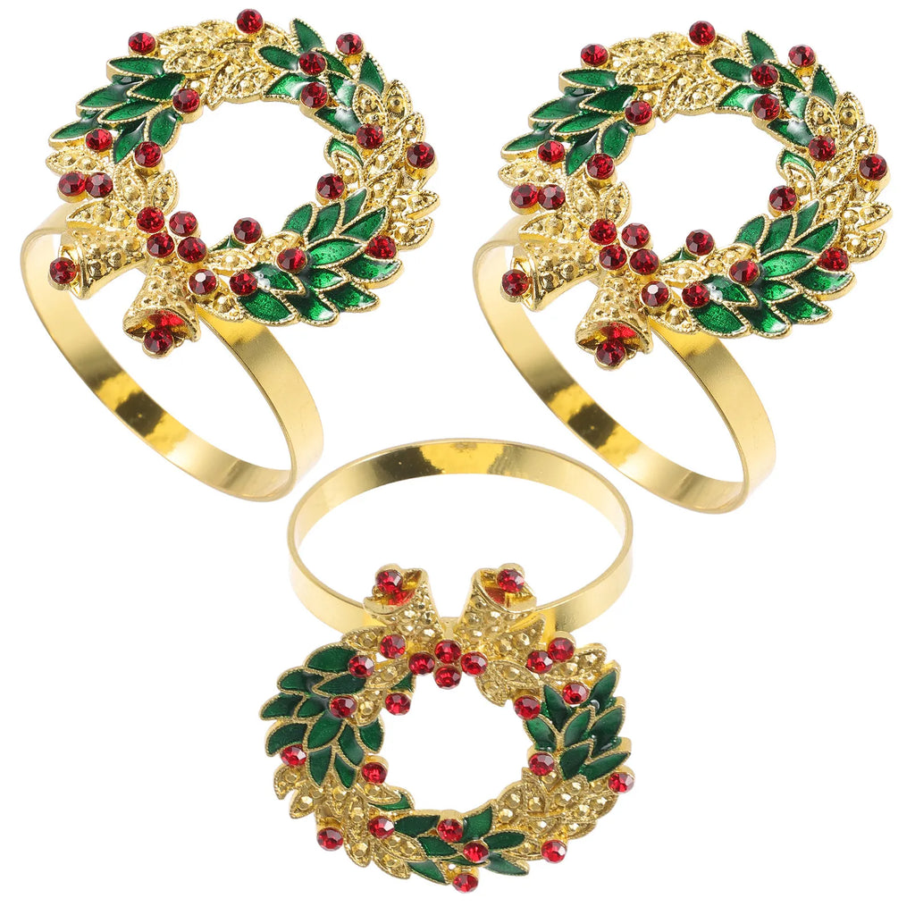 3-Pack Christmas Wreath Napkin Rings – Holiday Table Decor Napkin Rings SWANS