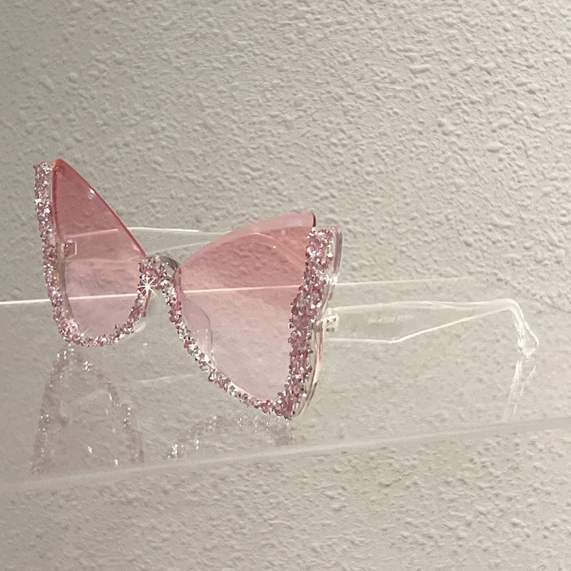 TOYEARN Diamond Butterfly Rhinestone Sunglasses – Vintage Punk Fashion Sunglasses SWANS