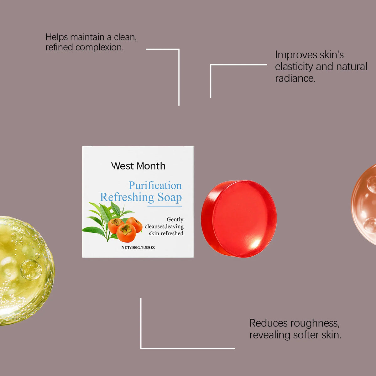 West&Month Persimmon Cleansing Soap – Brightening Body Bar Cleansing Bar Soap SWANS